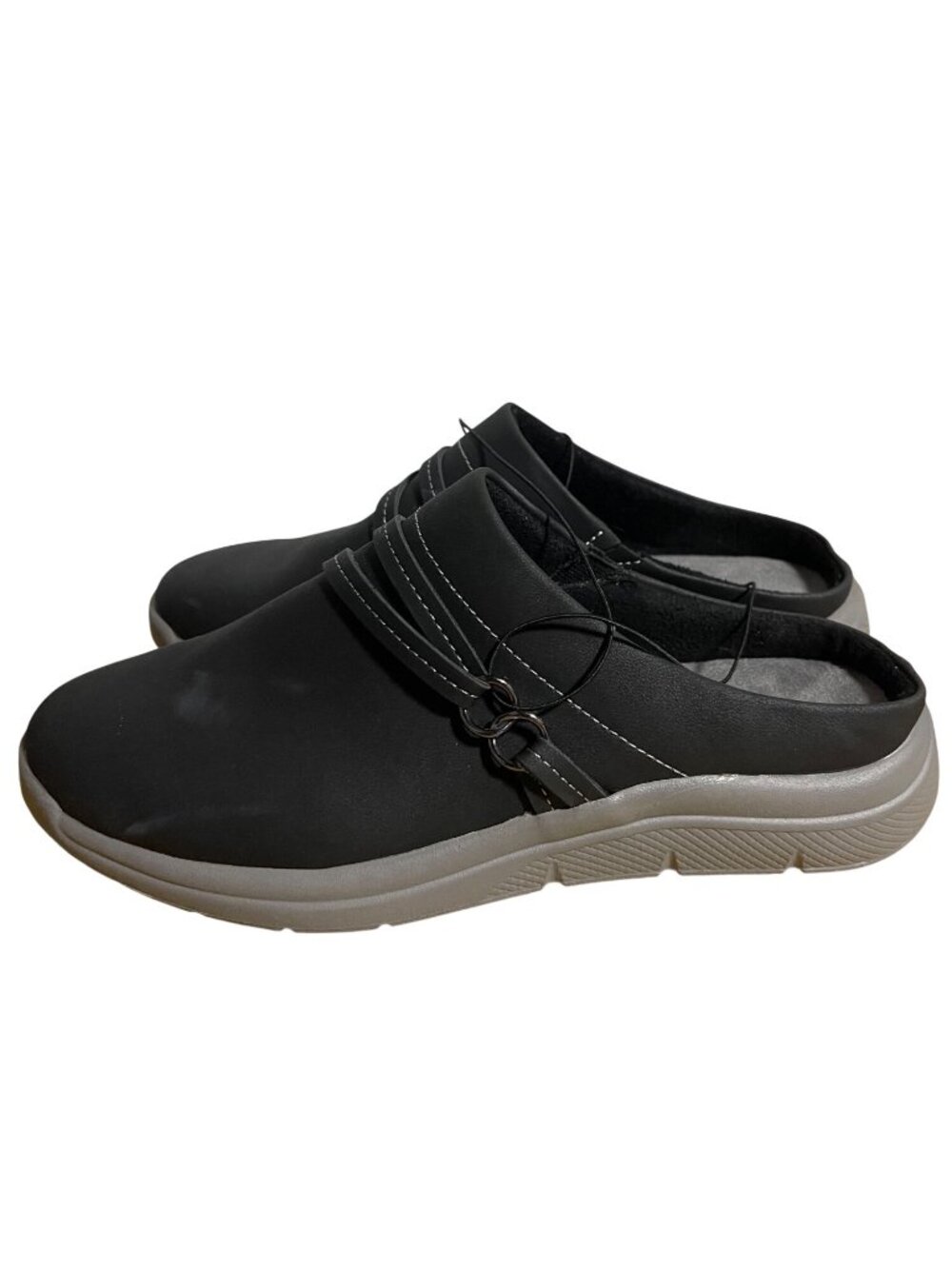 JSport by Jambu Gina Comfort Mules Womens Size 7 M Black Black Faux Leather Clog